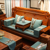 客厅简约现代新款中式实木沙发垫罗汉床加厚布艺刺绣海绵四季坐垫