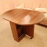 特价宜家折叠圆餐桌钢木椅组合简易现代小户型移动伸缩吃饭厅桌子