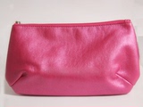 玫琳凯玫红色化妆包手拿包零钱包时尚空包PU防水彩妆包包皮质软皮