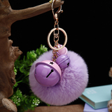 韩国创意礼品可爱兔毛球毛绒汽车钥匙扣女包包挂件钥匙链铃铛饰品