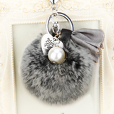 韩版创意礼品可爱水钻珍珠汽车钥匙扣女包包挂件钥匙链毛绒小饰品