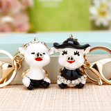 韩国创意礼品水钻可爱小猪情侣汽车钥匙扣女包挂件钥匙链饰品一对