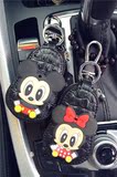 韩国可爱卡通米奇米妮情侣真皮男小型通用汽车钥匙包女车用钥匙包