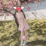 宝宝狮子2016新款韩版甜美粉色网纱蓬蓬无袖雪纺连衣裙女夏装1387