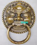 批发复古纯铜中式把手配件古典装饰大门大号铜拉手仿古狮子头门环
