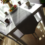 简约现代 欧式时尚黑白条纹桌旗  布艺桌布茶几布 桌垫旗垫茶几垫