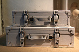 欧式复古白色皮质箱子家居摆件手提箱木箱 摄影道具橱窗陈列摆件