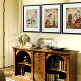欧式复古英伦牡丹花卉装饰画 客厅卧室有框画玄关走廊书房墙挂画