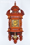 西洋古董收藏品 西洋古董钟表 德国1905年胡桃木铜雕墙壁挂钟
