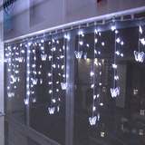 闪灯婚房布置装饰用品阳台装置灯(3.5米宽星星蝴蝶窗帘LED彩灯串