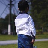 3-12岁 原单 男童全棉长袖白衬衫 条纹衬衫