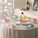 玉冰花瓷创意彩色盘子碗碟套装可爱家用简约中式陶瓷餐具套装 6人