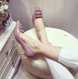 2016欧洲站名媛闪亮带钻伴娘气质结婚单鞋尖头舒适罗马鞋时尚单鞋