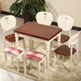 小户型地中海餐桌椅组合现代简约欧式田园实木可伸缩折叠旋转餐桌