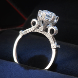 美伊珠宝 豪华圆形钻戒18k白金钻石戒指求婚结婚裸钻钻戒正品定制