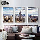 现代简约客厅三联画彩色纽约装饰画城市风景挂画沙发背景墙画壁画