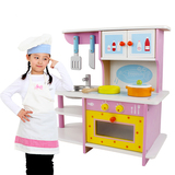 草莓木制仿真厨房灶台女孩过家家儿童切切乐做饭玩具2-3-4-5-6岁