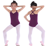 纯棉紫色儿童舞蹈服装舞蹈连体服夏季吊带儿童中国舞练功服女童夏