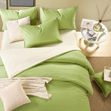床上用品 四件套全棉纯棉纯色素色双拼被套床单床笠床品家纺4件套