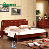 茂盛 特价包邮 实木床 双人床 单人床橡木床架1.5米1.8米储物高箱