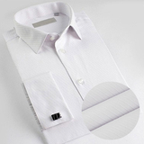 新款男装纯白色工作装法式袖扣男士长袖衬衫剪标商务正装