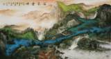 纯手绘六尺横幅客厅办公室写意泼墨重彩山水画名人字画真迹中国画