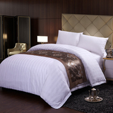 加密型白色宽条纹星级宾馆酒店床上用品套件三四件套单人双人床品