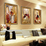 欧式手绘油画高档客厅沙发装饰餐厅壁挂画三联无框画立体抽象芭蕾