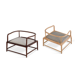 简约日式原木色新中式实木单人椅客厅休闲椅子圈椅带扶手餐椅软垫