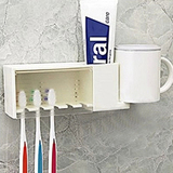 日本创意粘胶式挂牙刷架牙刷盒浴室壁挂牙刷牙膏收纳架漱口杯套装