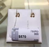 香港专柜代购 保证正品 周大福 18K玫瑰金 音符耳钉