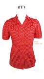 沐兰女装正品专柜折扣新款红底白点年轻妈妈装短袖衬衫8234102