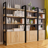创意简易钢木书架多层置物架组装展示架学生落地组合书柜书橱货架