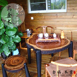原木整块乌金木圆桌斑马木圆盘实木大板办公家具简约茶几年轮茶桌