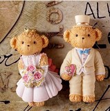 zakka杂货 日本韩国创意卡通结婚小熊树脂冰箱贴 小熊吸磁贴