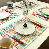 瑞典几何木马记棉麻布艺双层餐垫隔热垫 长方形欧式宜家风桌垫
