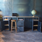 loft简约大型长条桌会议桌美式实木桌工业风桌铁艺电脑办公桌家具