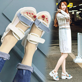 2016夏季新款韩版厚底凉鞋女透气百搭款坡跟休闲运动鞋防滑松糕鞋
