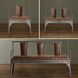 美式复古做旧铁艺三人沙发椅工业风单人座椅客厅双人沙发椅靠背椅