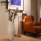 宝齐莱 欧式插花落地花瓶 现代陶瓷大花瓶客厅装饰品摆设 白色A40