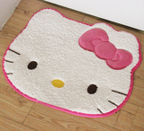 卡通白色hello kitty粉色蝴蝶结猫头地毯 大头型地垫 进门垫