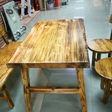 手工实木定制 乡村田园 餐桌椅 松木碳化木