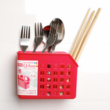 日本进口厨房吸盘筷笼餐具整理盒卫生间沥水置物架筷笼挂式筷子笼