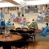 3D复古中式火锅大型壁画古代美食酒楼拉面餐厅饭店茶楼墙纸壁纸