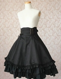 宫廷芭比Lolita洋装哥特式黑色高腰束腰半腰裙 纯棉蓬蓬半身裙