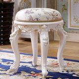 梳妆凳欧式化妆凳子圆形凳 美甲法式换鞋凳 白色皮布小沙发垫脚凳