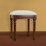 实木梳妆凳韩式田园化妆凳子欧式布艺小方凳白色现代沙发凳美甲凳