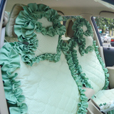 田园汽车座套女士蕾丝四季通用车坐垫韩国可爱粉绿棉布艺汽车座垫