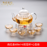 包邮耐热玻璃茶具整套水果茶花茶壶红茶花草茶杯茶盘条纹壶双层杯