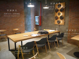 实木餐桌铁艺做旧书桌美式办公会议桌咖啡厅复古小户型餐桌椅组合